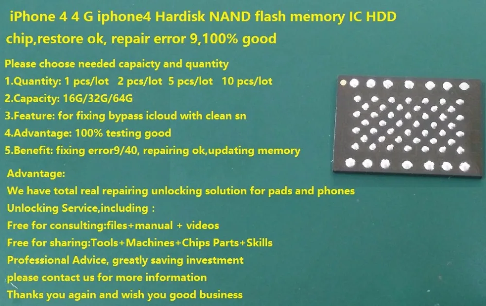 iPhone 4 G iphone4 Hardisk NAND flash memory IC HDD chip restore ok repair error 9 100% good | Обустройство дома