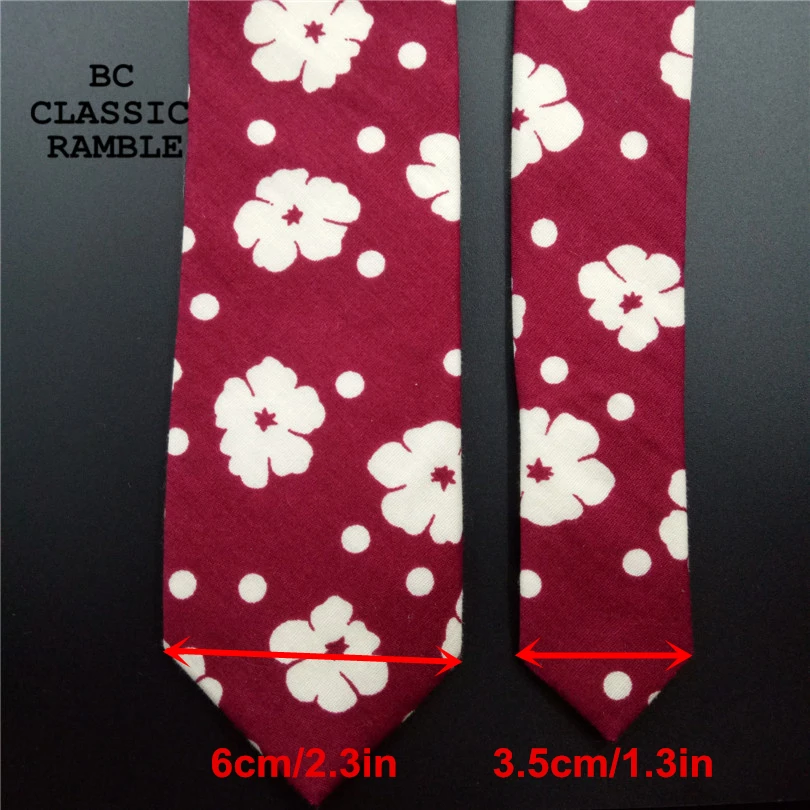 Красный цветочный тонкий галстук комплект 6 см хлопок и платки свадебные