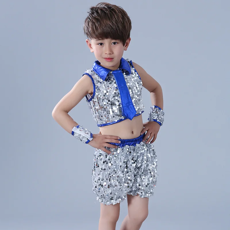 Новинка 2017 детские танцевальные костюмы для мальчиков и девочек с блестками
