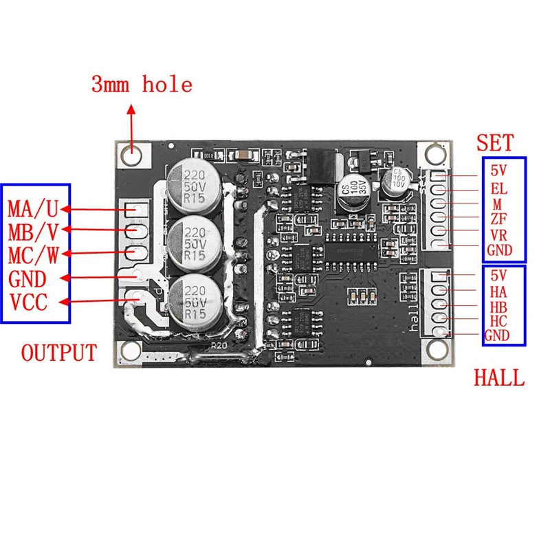 DC 12V 36V 500W 15A бесщеточный контроллер двигателя Холла сбалансированная плата