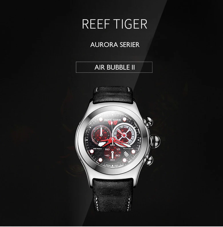 Reef Tiger Aurora Serier BubbleII RGA782 Мужские Спортивные кварцевые наручные часы с хронографом и циферблатом 100 м