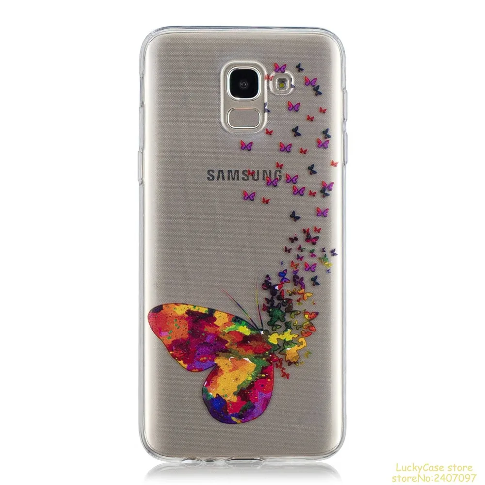 For Coque Samsung J6 2018 Soft TPU Silicone Cover Flamingos leaf flowers cat Printed Cases Phone Case hoesje caso | Мобильные
