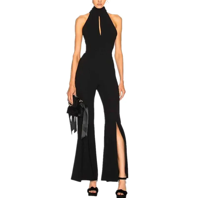 Женские облегающие комбинезоны 2019 сексуальный воротник хомутиком без спины