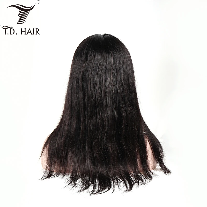 Tdhair 150% плотность 10 24 дюйма прямые парики из натуральных волос предварительно