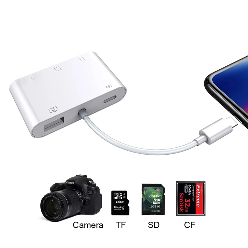 SD TF SDHC CF XD M2 Устройство для чтения карт памяти для IPhone XS MAX XR X 5 6 7 8 Plus для IPAD OTG адаптер USB камера Соединительный комплект писатель