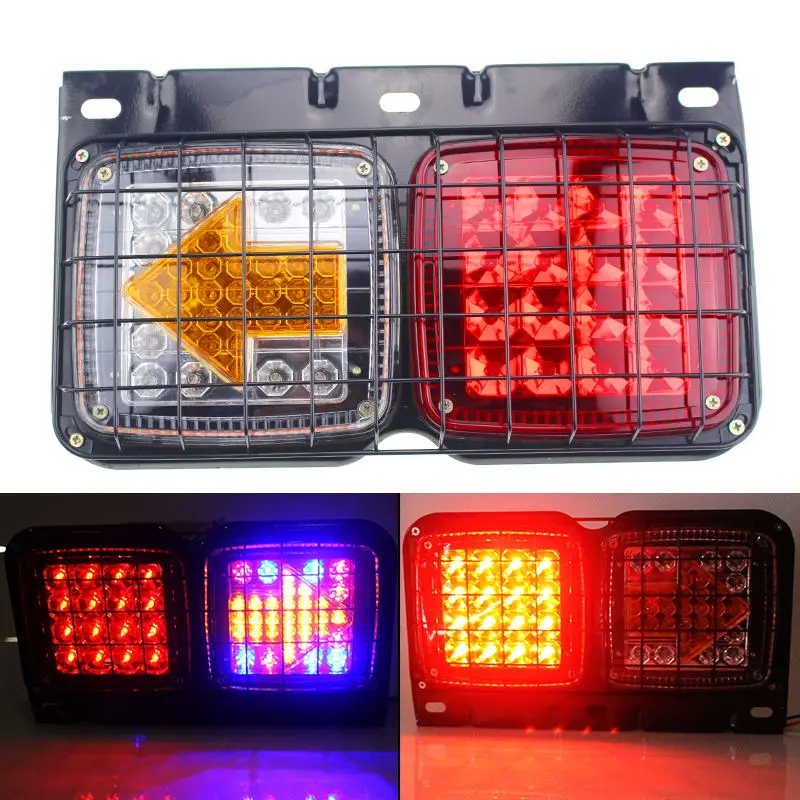 

2Pcs 51LED Iron Tail Lights with Net Arrow Colorful 12V Truck Trailer Car Rear Stop Brake Lamp