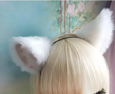 7 1 pcs multicolor Lovely Bell Hairwear Women Fashion Party Charming Lovely Fox Cat Ear Fur Hair Clip Hairband - Цвет: 7
