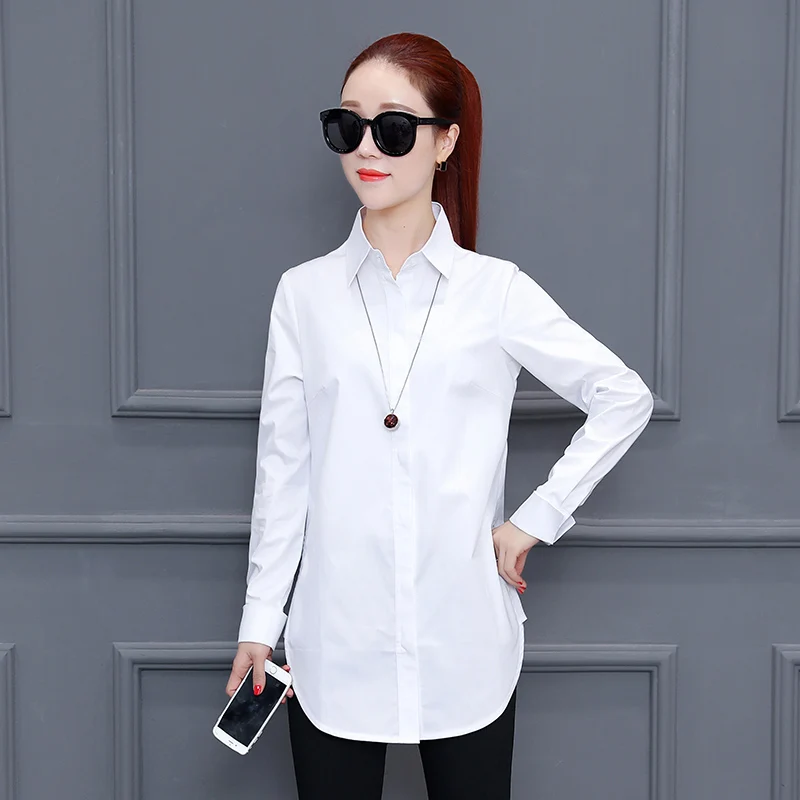 Long Paragraph Striped Shirt Women Tide Models Cotton 2018 Spring New Gray White Wild Loose Thin Cover Meat Shir CJY08 | Женская одежда