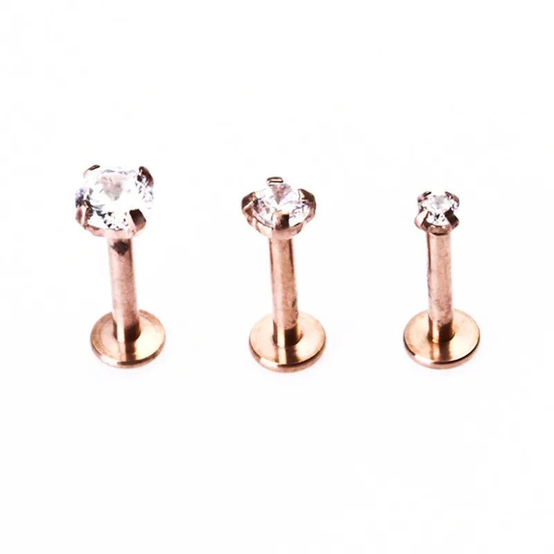 Серьга гвоздик для губ из розового золота 2/3/4/16 г|body jewelry|tragus body jewelryrose gold labret |