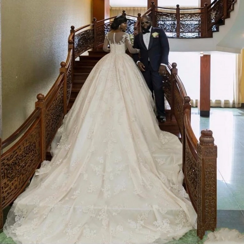 Sheer Long Sleeve Lace Wedding Dress Tulle Over Satin Ball Gown 2017 | Свадьбы и торжества