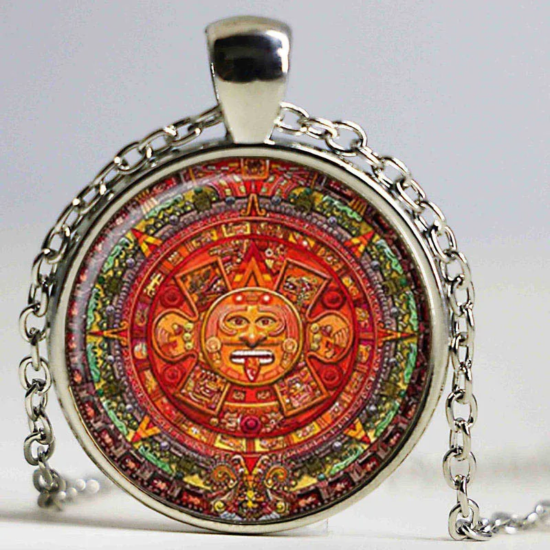 New Fashion Aztec Calendar necklace Sun Stone pendant jewelry Art Glass Pendant | Украшения и аксессуары