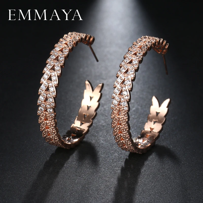 Большие круглые серьги EMMAYA цвета розового золота Роскошные модные женские петли