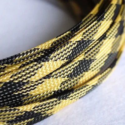 black yellow mix 10 м 3/4/6/8/10/12 мм цвет кабельная муфта защита проводных линий ПЭТ Кабельные муфты кабель провод плетеный кабель для домашних животных с длинными рукавами - Цвет: black yellow mix