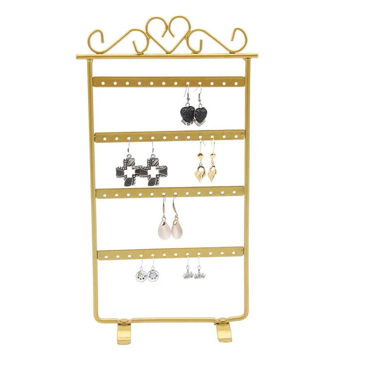 

Tonvic оптовая продажа 1 шт. черные туфли высокого качества/белый/розовый/золотая серьга металла Дисплей подставка держатель 48 отверстий ...