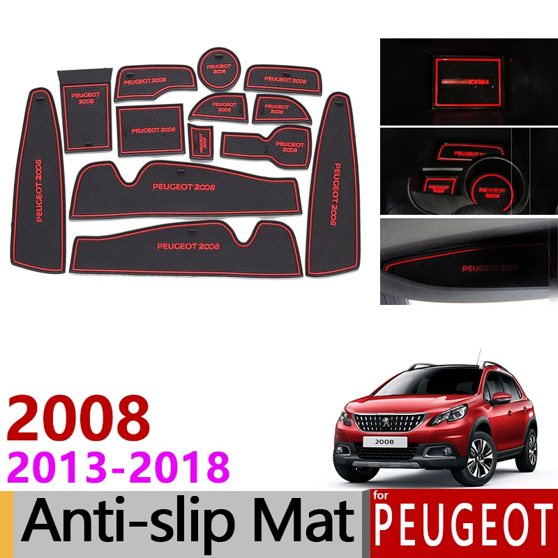 Противоскользящие резиновые ворота Слот Мат чашки коврики для Peugeot 2008 2013 2018