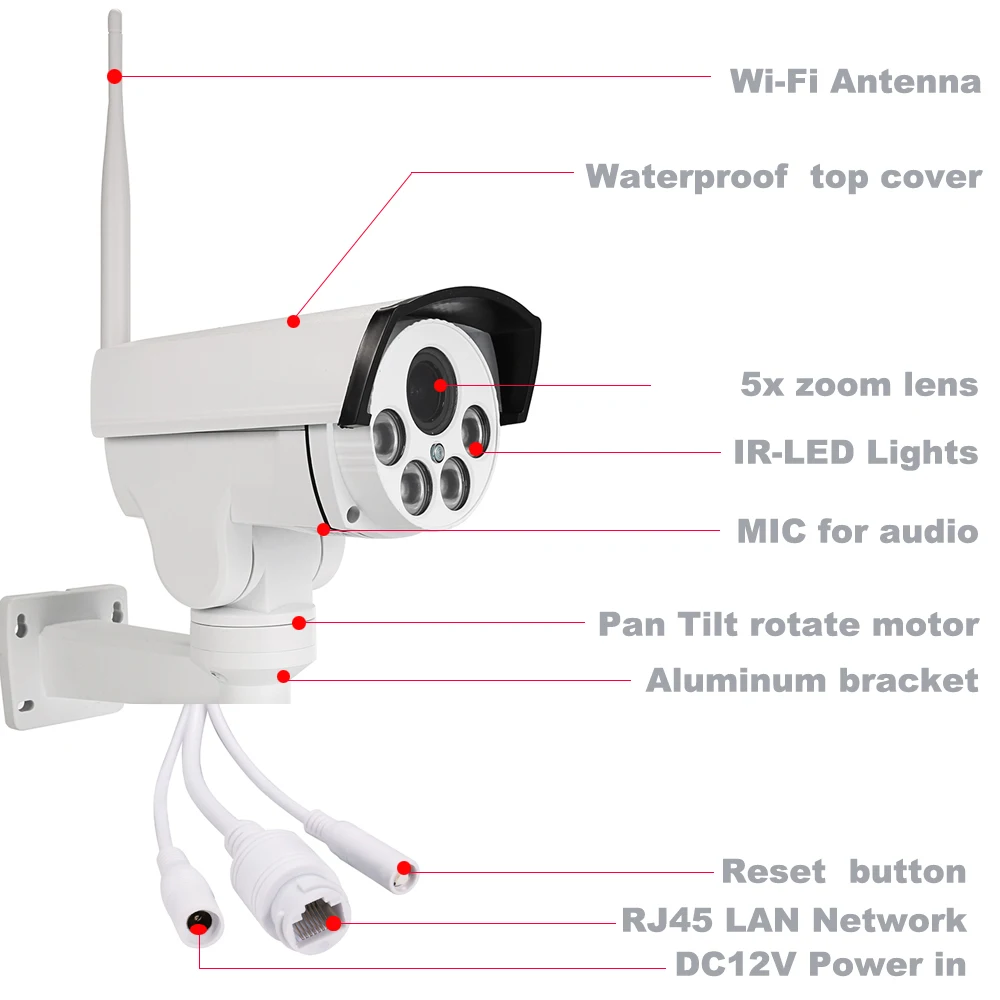 IP камера наружная водонепроницаемая 1080P 2 Мп 5 МП PTZ Wi Fi Onvif кратный зум|Камеры