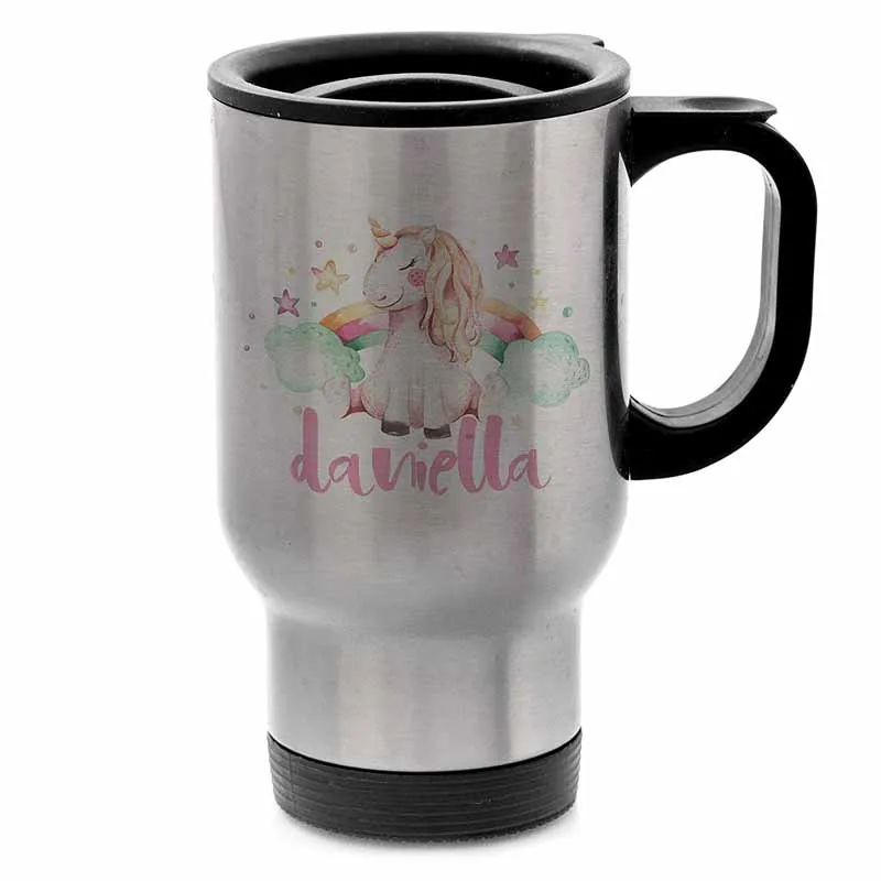 

Unicorn Personalized with Name - Polar Camel 14 oz. Stainless Steel Vacuum Insulated Travel Mug w/Lid - Heat & Cold - Christmas