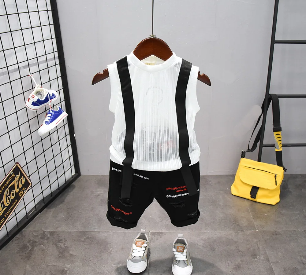Summer Cute 2PCS Kids Baby Boys Sleeveless T-shirt Top Shorts Pants Set Clothes Children Clothing Sets 2-7years |
