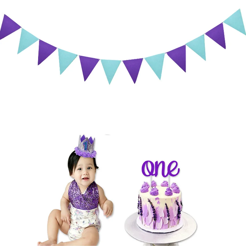 

Quality 4M 12 Flags Purple Blue Banners Garland Wall Hanging Bunting Flags Pennant Baby Shower Wedding Birthday Party Decoration