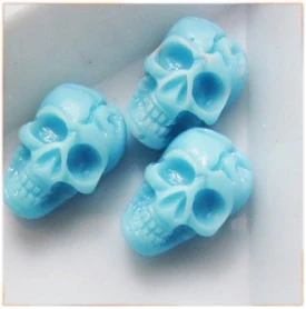 Light Blue 20 шт дизайн ногтей 3D Череп Кость дизайн смолы бусины для ногтей Советы DIY гель для ногтей Советы украшения - Цвет: Light Blue