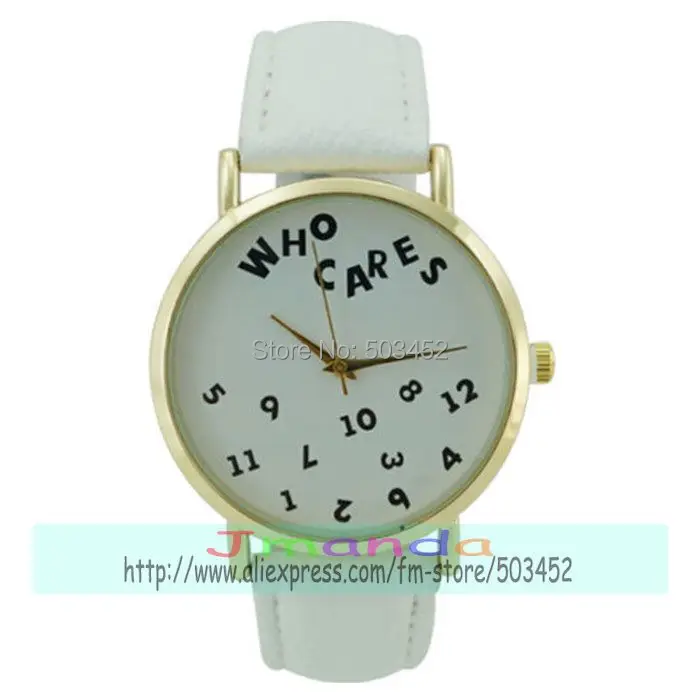 100 шт./лот Who Cares специальный дизайн кожаные часы модные женские повседневные