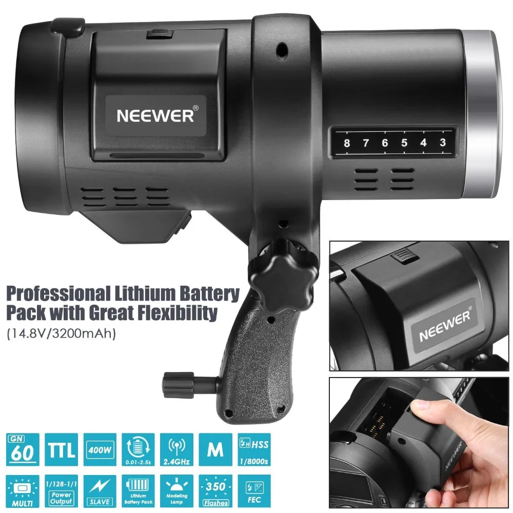 Открытый стробоскопический светильник Neewer Dual ttl для Canon Nikon DSLR камеры, с 2,4G беспроводным триггером+ 3200mAh перезаряжаемый аккумулятор