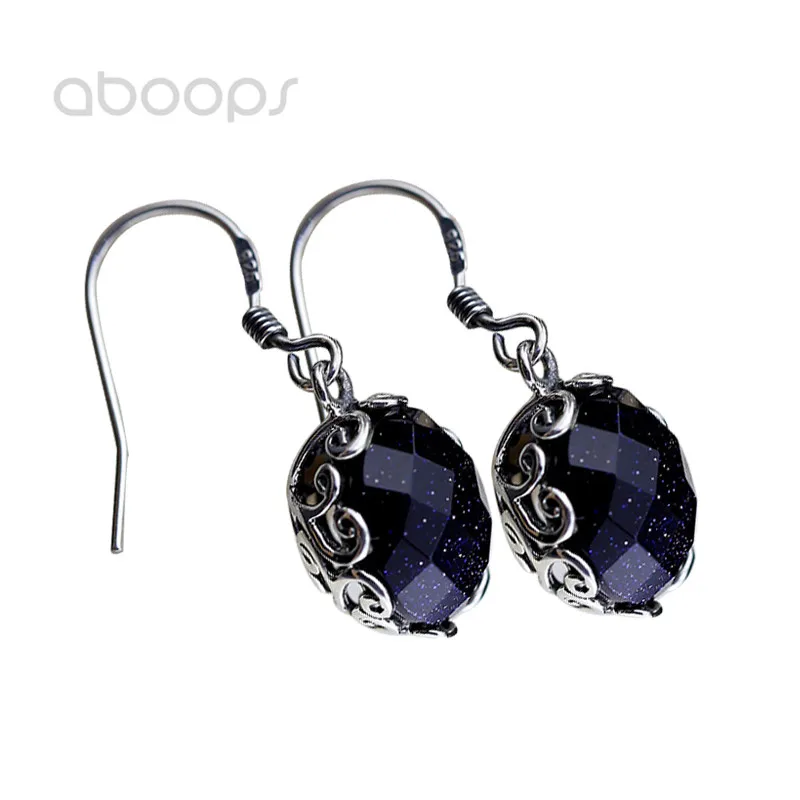 Винтажные висячие серьги из стерлингового серебра 925 пробы с граненым песчаником