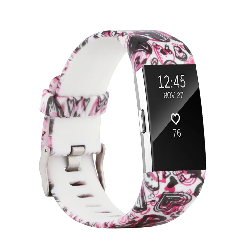 (C2HS) комплект из 4 часов для Fitbit Charge 2 ремешки мягкий Регулируемый сменный