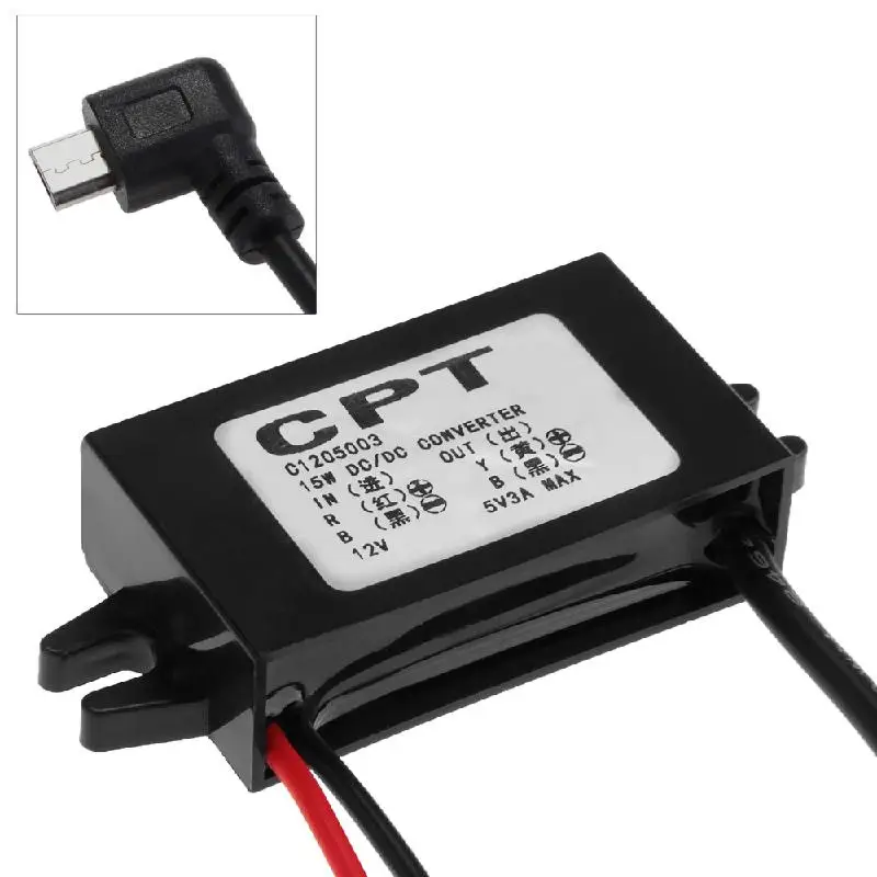 CARCHET DC-DC преобразователь 12В до 5В 3а понижающий модуль питания Micro USB конвертер