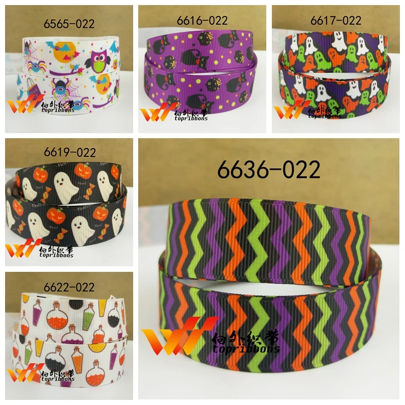 Бесплатная доставка 50 ярдов корсажная лента с принтом на Хэллоуин 6636|halloween printed
