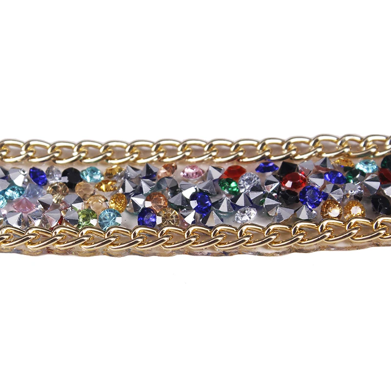 15 ярдов украшенные бисером стразы Золотая цепочка Железная на кристальной