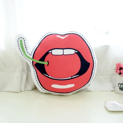 Red Lips Милые Креативные декоративные подушки INS в стиле 3D мультяшная короткая плюшевая игрушка подушка ультра-мягкая имитация косметики продукты обувь подушки - Цвет: Red Lips
