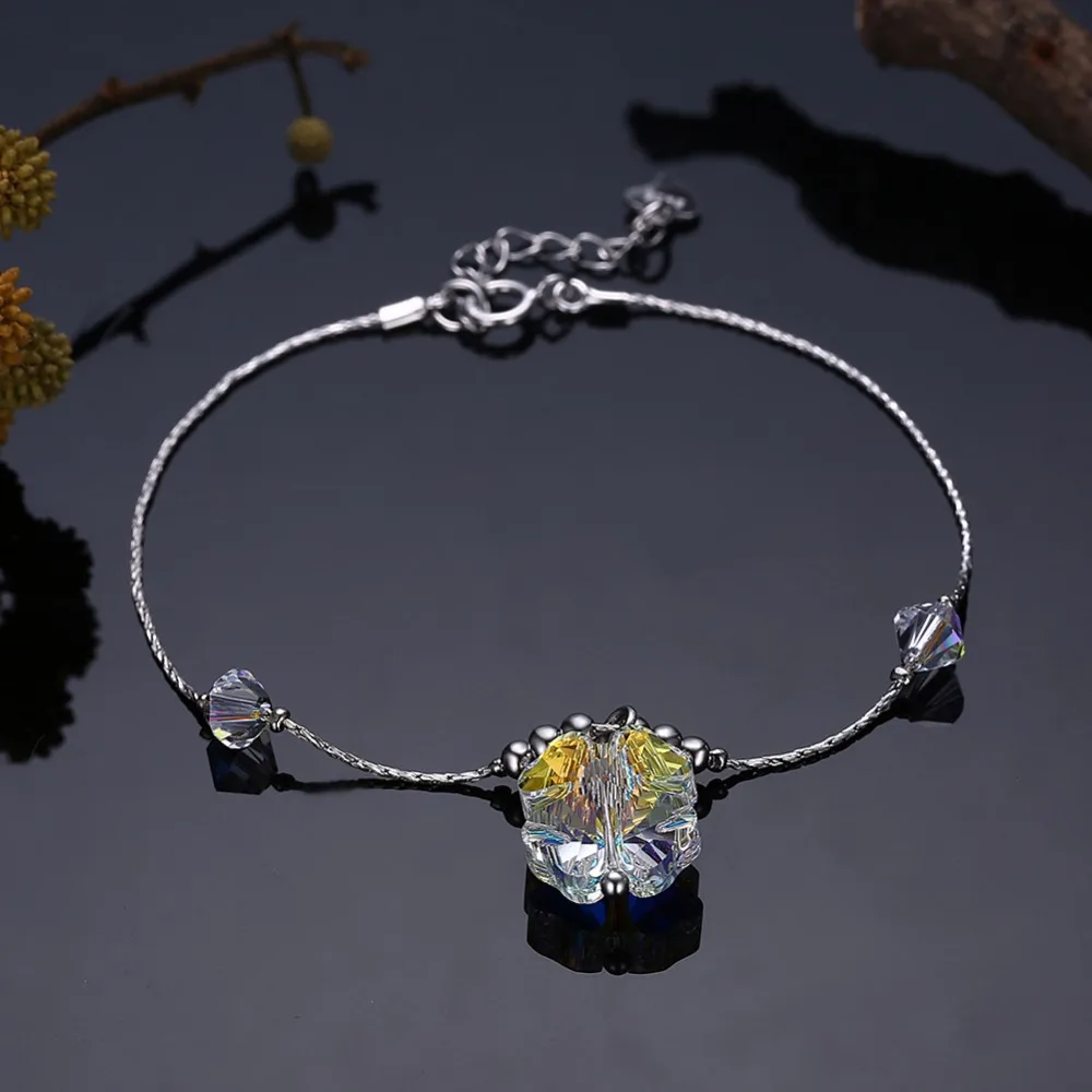 Женский браслет с кристаллами Swarovski элегантный из серебра 925 пробы простым