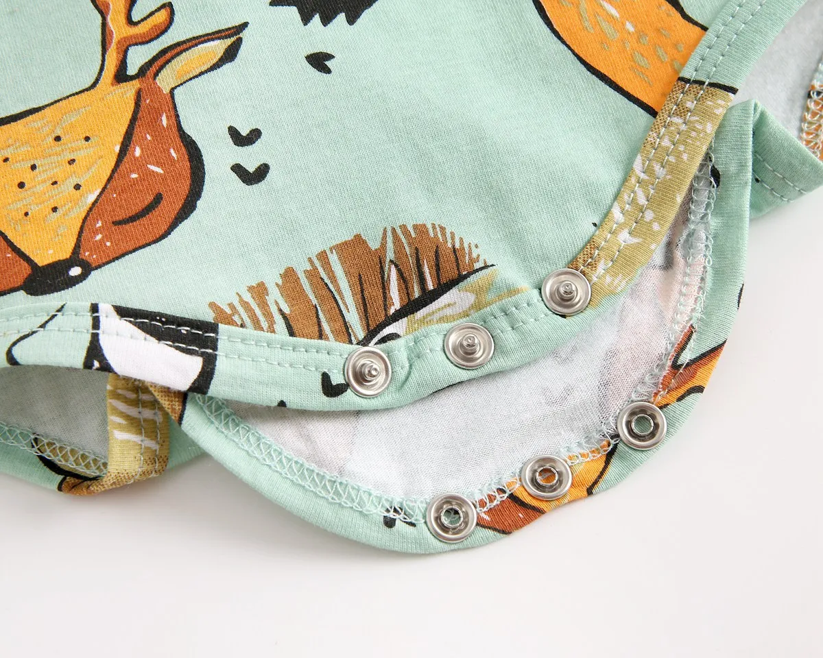 Newborn Baby's Romper Infant Boys Girls Jungle Animal Print Cute Short-sleeve One-pieces Jumpsuit Cotton Toddler Romper for Baby
