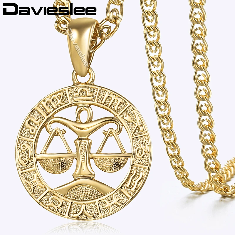 Davieslee женские весы Подвески 585 розовое золото Знак зодиака созвездие кулон для