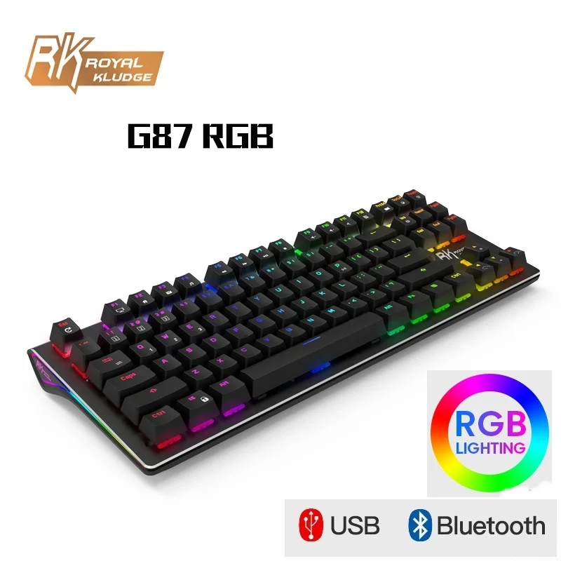 Новая Двухрежимная Беспроводная/USB Проводная клавиатура Royal Kludge RK G87 с Bluetooth и RGB