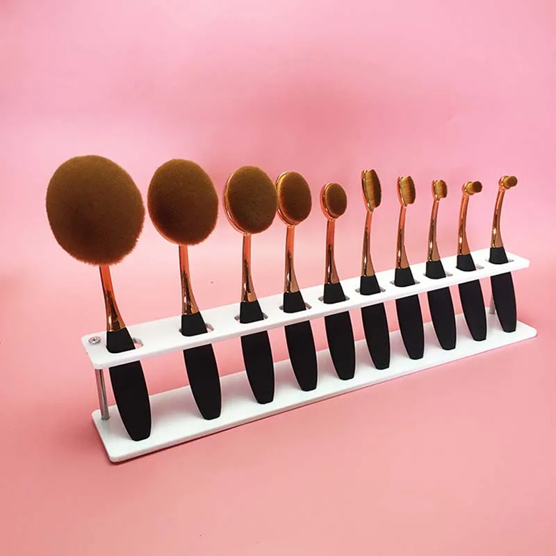 10 ячеек Овальный держатель для кистей макияжа прозрачная стеллаж акриловых