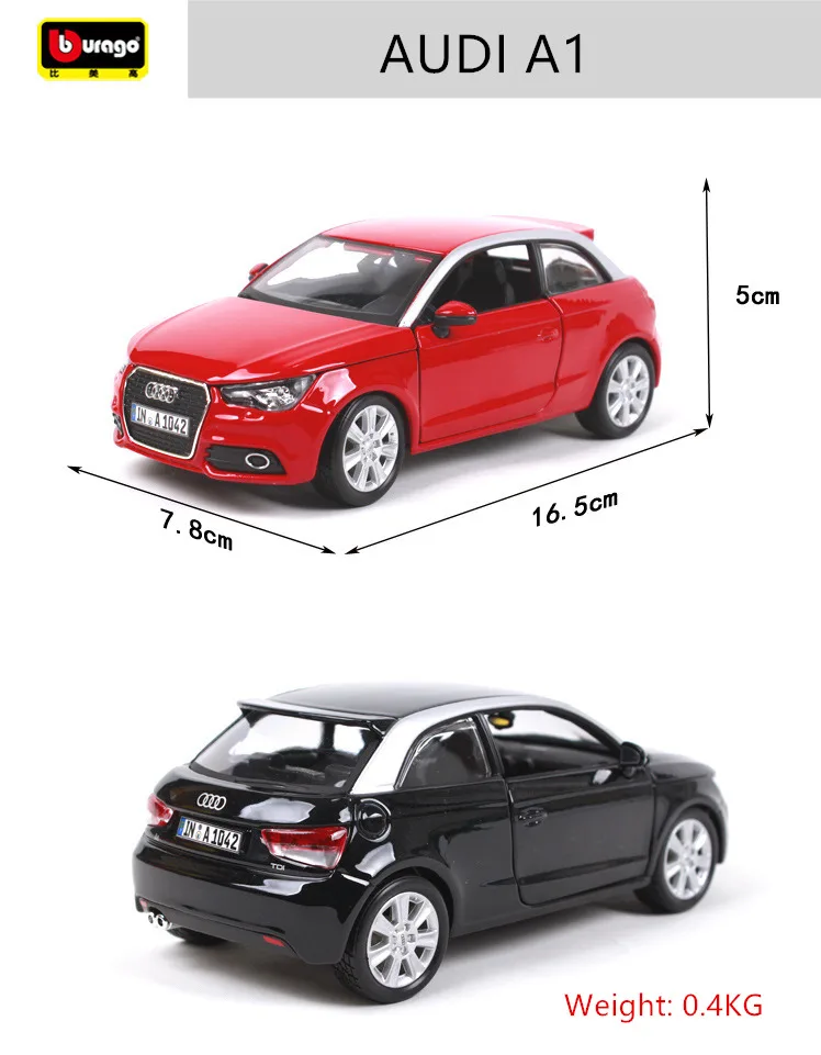 Bburago 1:24 Audi A1 моделирование сплава Модель автомобиля ремесла Коллекция игрушек инструменты подарок