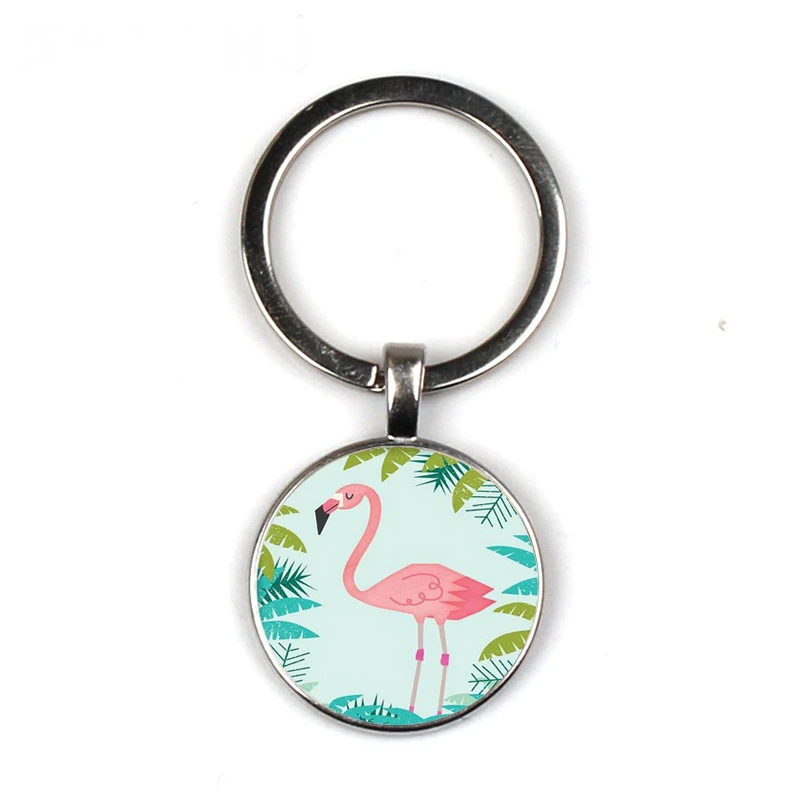 Hot Sell Simple Pink Cute Keychain Nordic Style Palm Leaf Flamingo Key Chain Small Gift Car Bag Charm Keyring Accessories | Украшения и