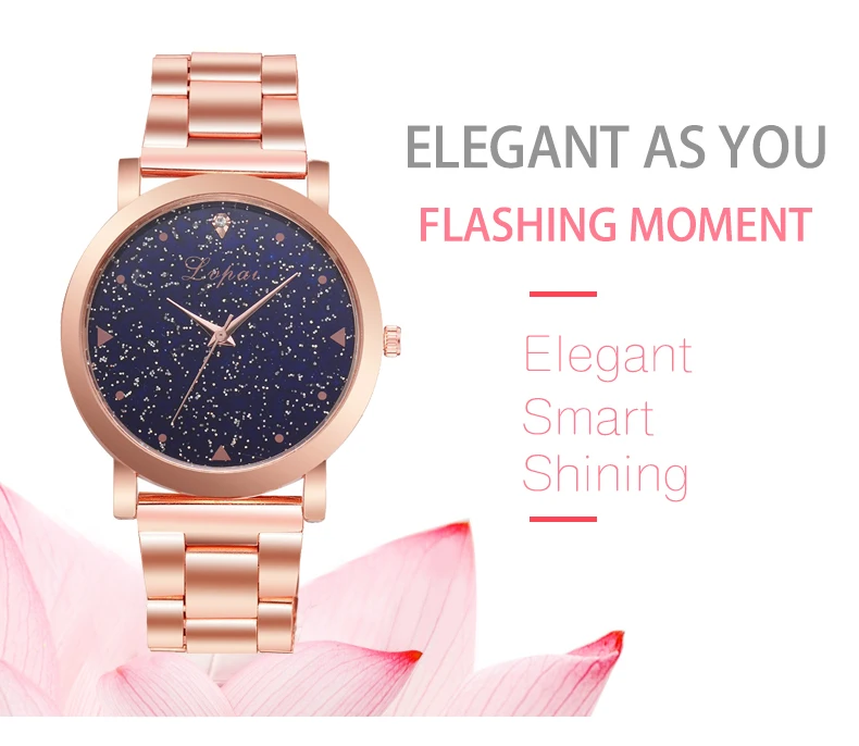 Women Dress Watches Rose Gold Stainless Steel Lvpai Brand Fashion Ladies Wristwatch Creative Quartz Clock Luxury Watches D35