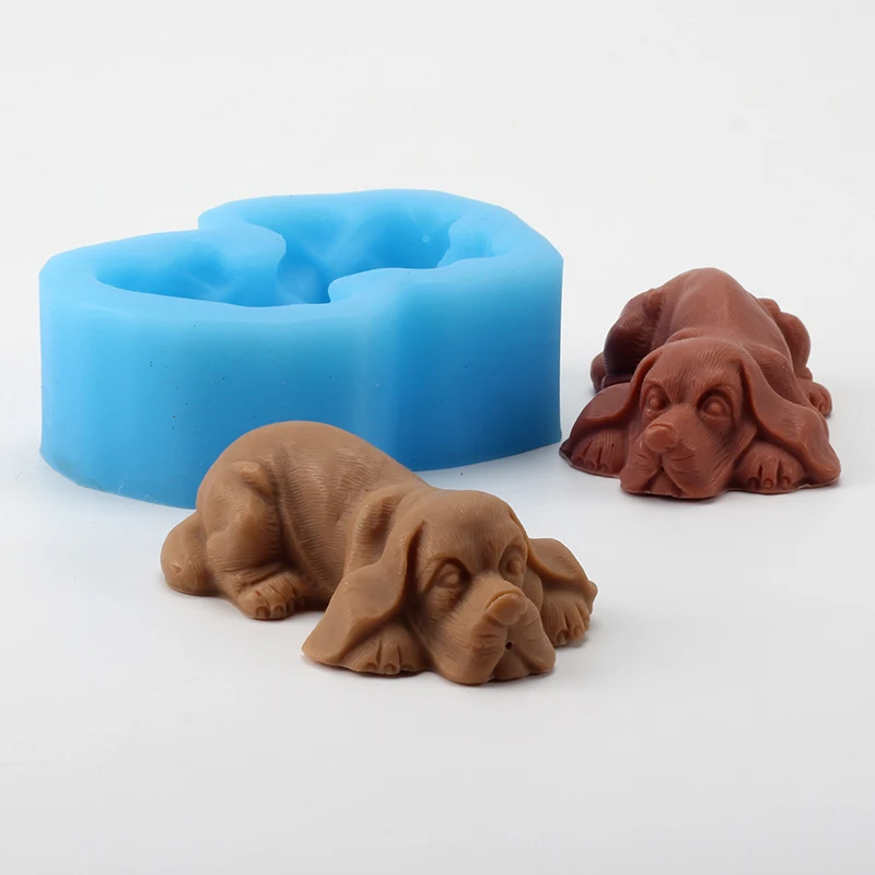 3D форма для мыла в виде собаки силиконовая и шоколада ручной работы декоративно