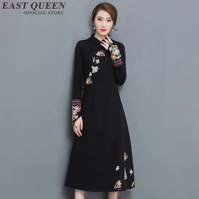 Лидер продаж современные китайские платья qipao черное китайское платье