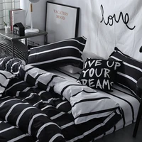 dimi black and white colo striped bed cover sets singletwindoublequeenking quilt cover bed sheet pillowcase bedding kit