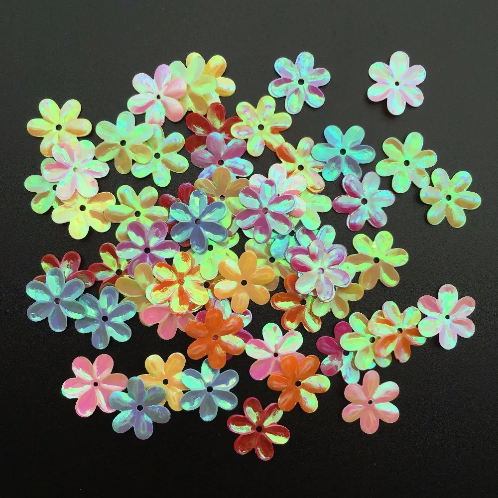 

1300pcs 15mm Six Petals Cup Flower Sequins Paillettes Sewing,Wedding Craft,Women Kids DIY Garment Accessory