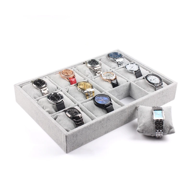 Anfei Gray quality velvet watch plate Bracelets holder 12 small pillow jewelry display box pallet bracelet storage A22-2 | Украшения и