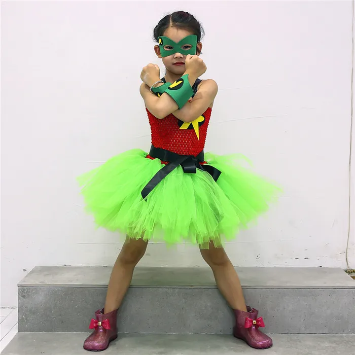 Wonder Woman/платье-пачка для девочек, платье Супермена, Бэтмена, Человека-паука, Робина на день рождения, вечернее платье на Хэллоуин, карнавальный костюм для детей, 1 комплект