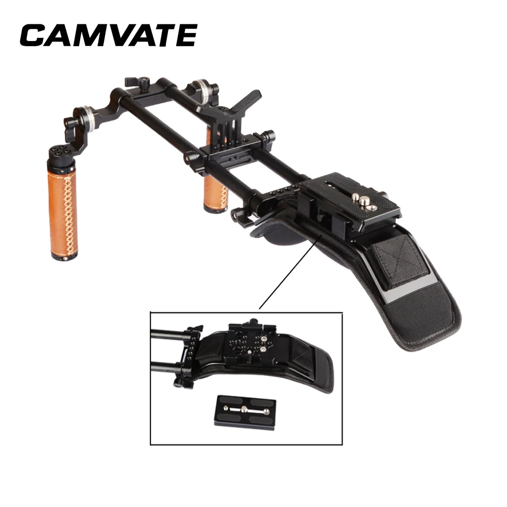 Cammate Pro видеокамера Наплечная установка с Manfrotto QR Базовая пластина и ARRI Rosette двойная рукоятка C2064