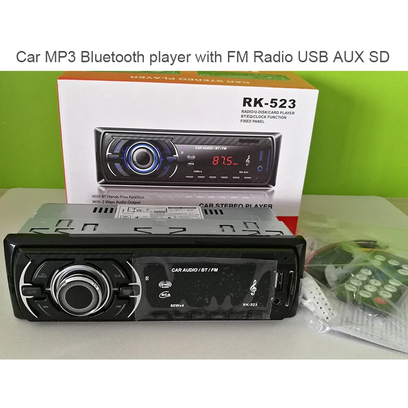 RK 523 один Дин радио FM DC 12 В устанавливается на панели автомобиля аудио MP3 плеер с
