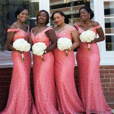 2019 South African Arabic Coral Bridesmaid Dress Summer Country Garden Formal Wedding Party Guest Maid of Honor Gown Plus Size | Свадьбы и