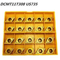 20pcs carbide insert dcmt11t308 dcmt32 52 us735 internal turning tool dcmt 11t308 end milling cutter lathe tool cnc tool